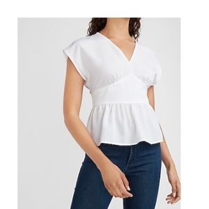 Express white empire peplum L top